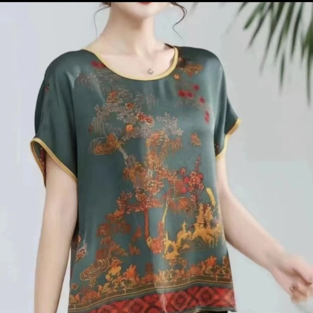 2025-03夏款发财树休闲短袖小衫