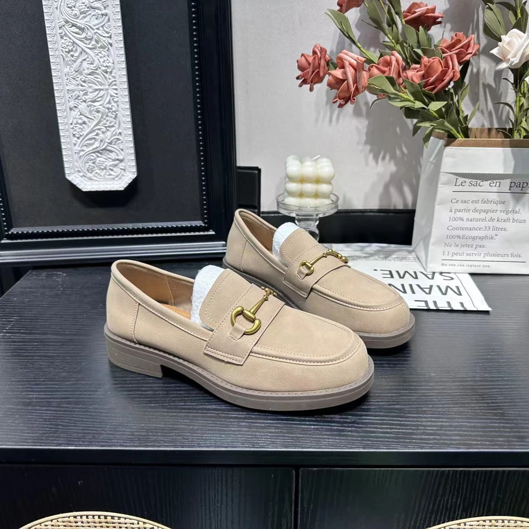 冬季新款舒适冷粘工艺休闲鞋厚底耐磨圆头乐福鞋 X 检 1919-3