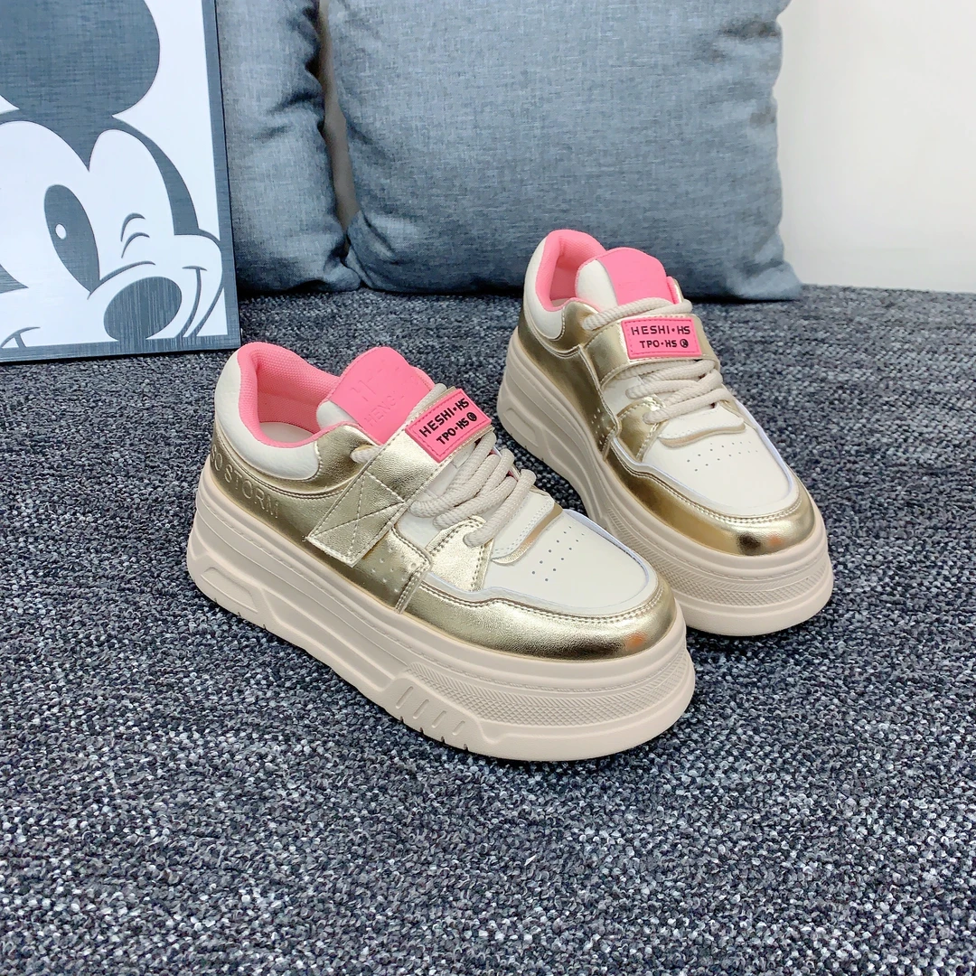 春季新款冷粘工艺低帮系带休闲鞋百搭防水潮鞋厚底板鞋X检 0398-1