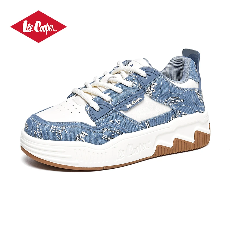 Lee Cooper 2025季欧若风复古运动鞋新款牛仔拼接厚底增高板鞋