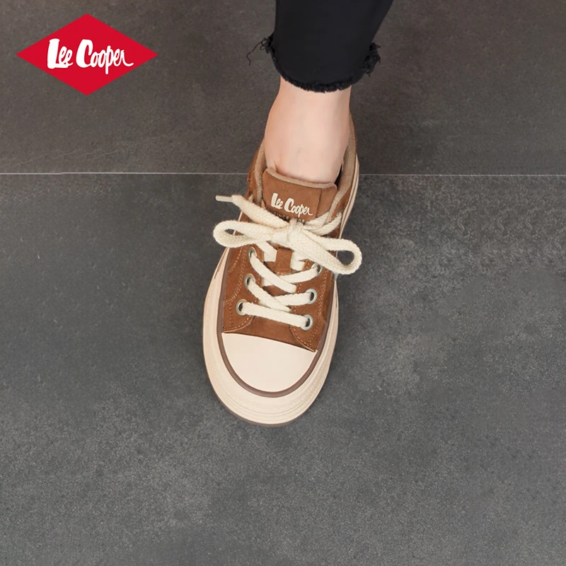 LeeCooper帆布鞋25年季新款加绒厚底女鞋松糕保暖爆款板鞋女款