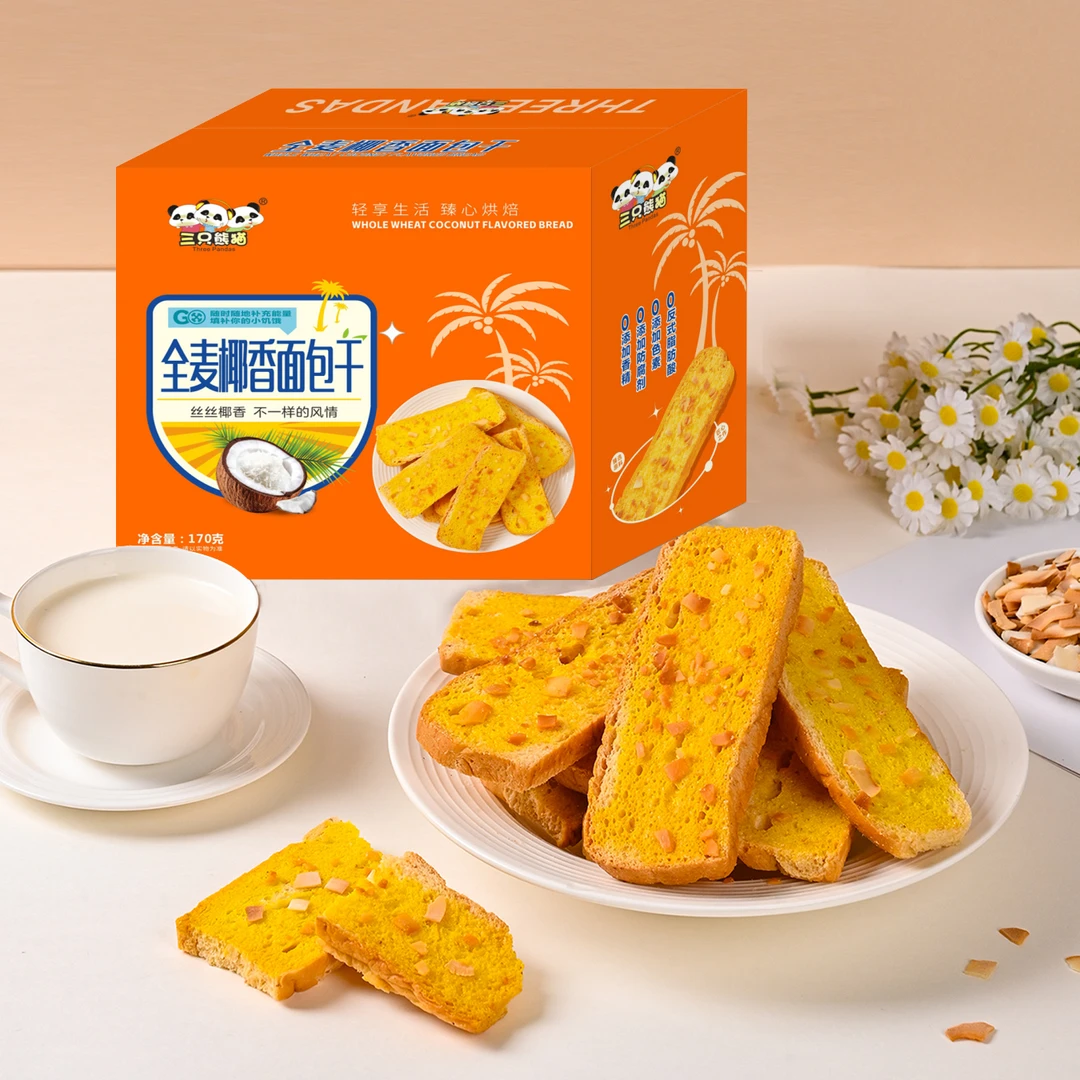 全麦椰香面包干解馋小零食下午茶网红零食烘烤营养非油炸整箱
