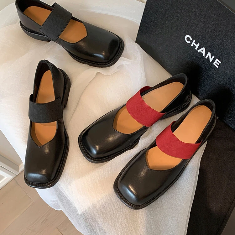 【MAO】新款减龄复古粗跟方头玛丽珍单鞋美拉德英伦一字带芭蕾鞋女