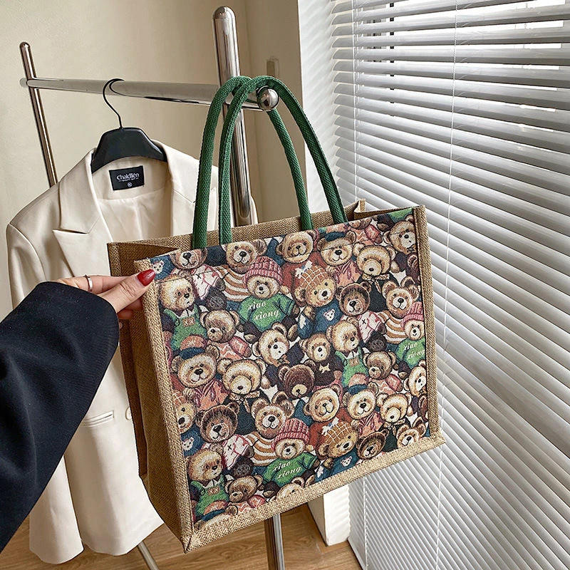 托特大容量2024新款单肩包包女通勤帆布手提购物袋外出旅行通勤包