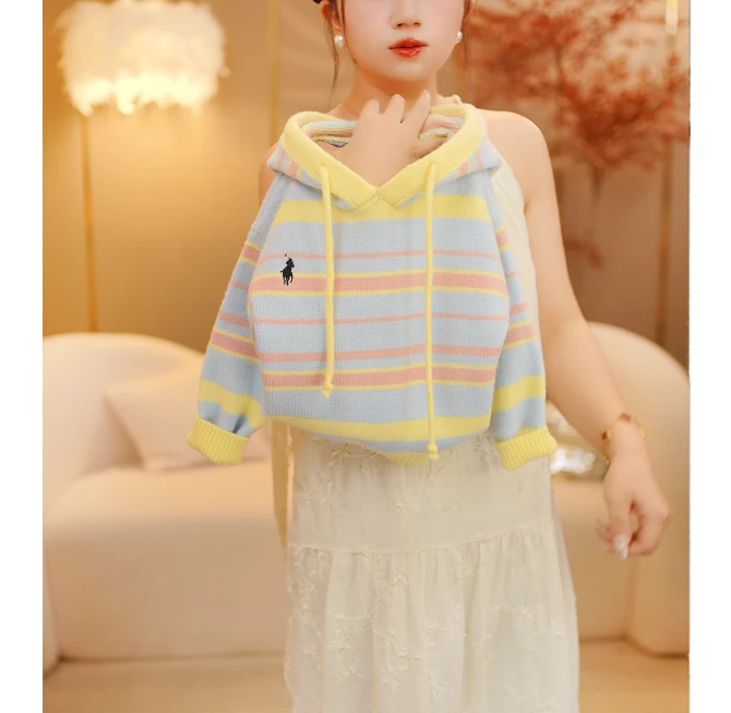 女童毛衣2024秋冬新款洋气连帽加厚上衣外套