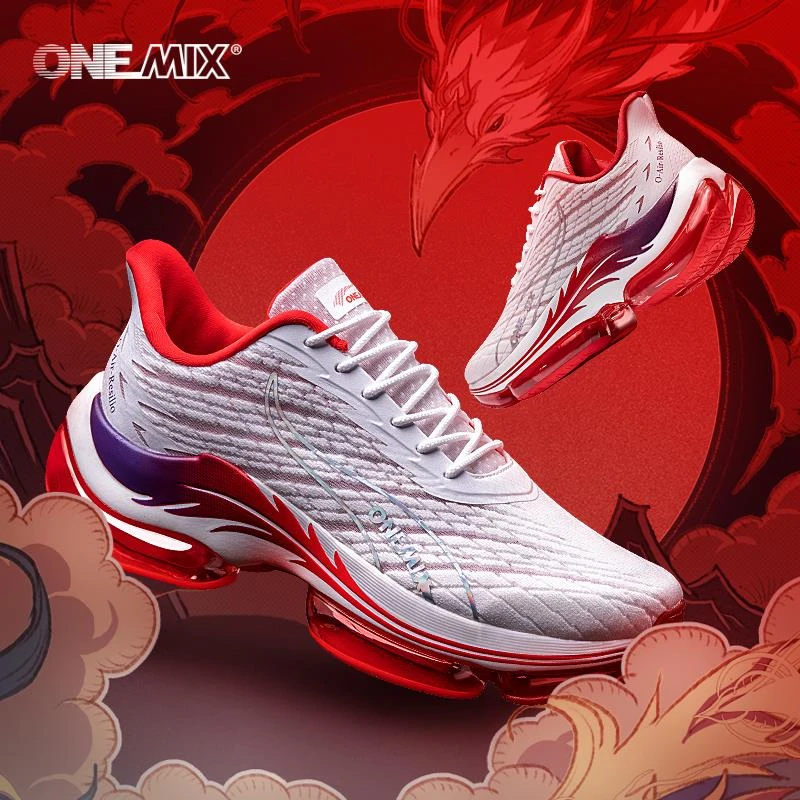 OneMix火凤凰气垫鞋男女运动鞋情侣跑鞋舒适透气红色本命年跑步鞋