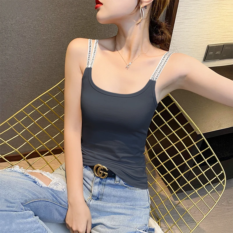 夏季纯色小吊带背心女内搭网红无袖美背小众设计感性感百搭打底衫