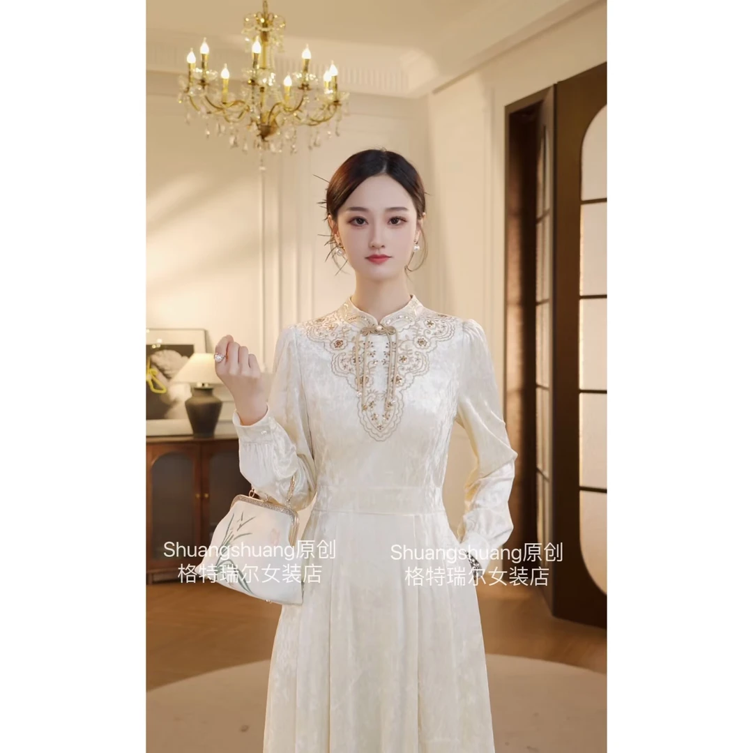 【妮妮&GERTCOREL】一笑嫣然 新中式原创气质冬连衣裙 XJ244L1034