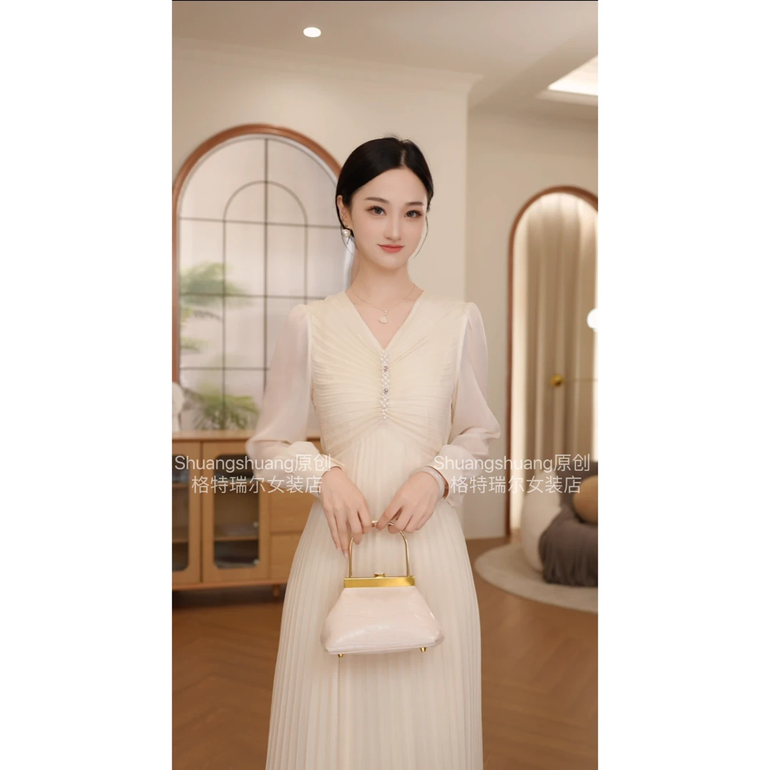 【梦梦&GERT】风华流沙 早秋原创设计气质法式显瘦连衣裙XJ243L1065