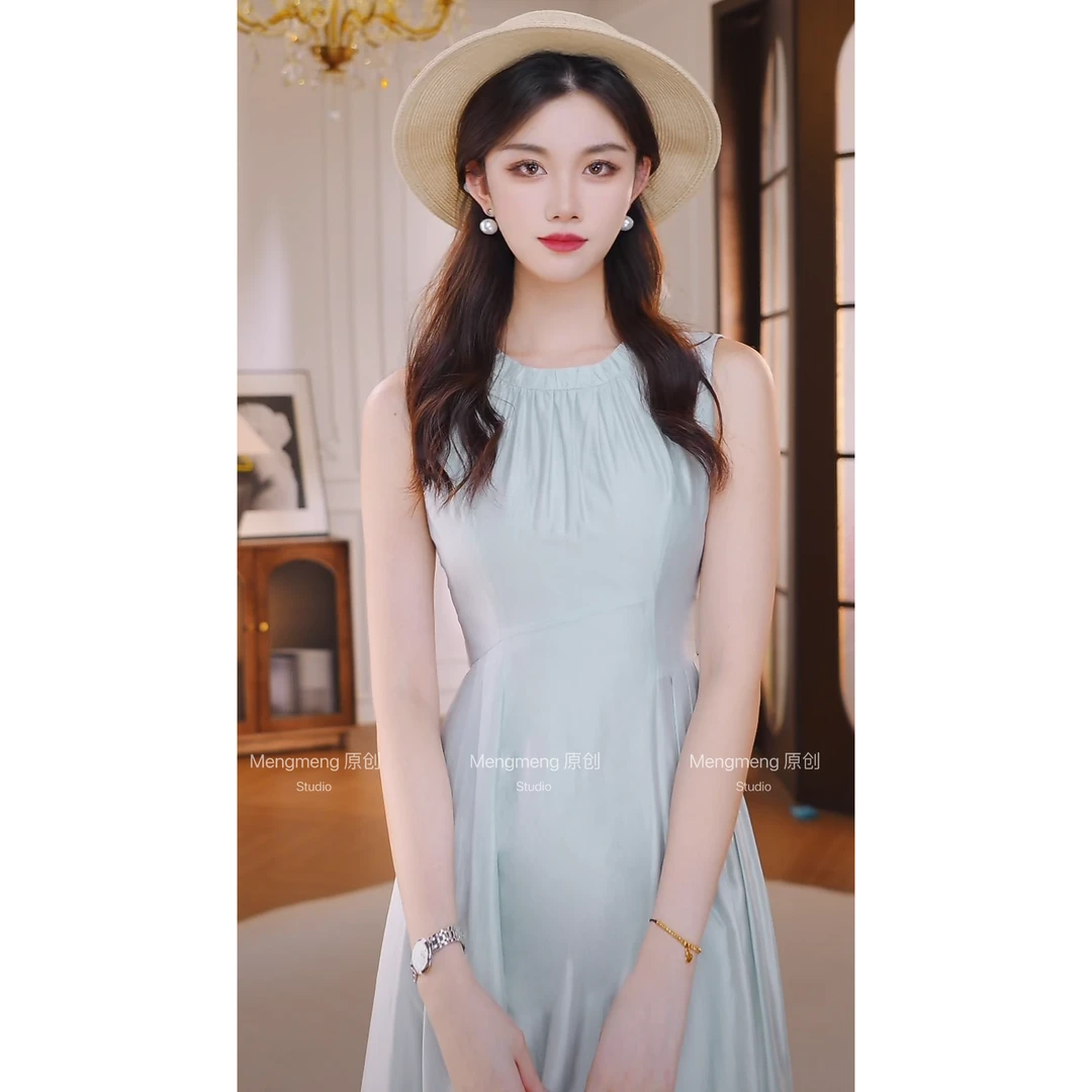 【梦梦&GERTCOREL】水月光 简约气质无袖款收腰连衣裙CC242L1295