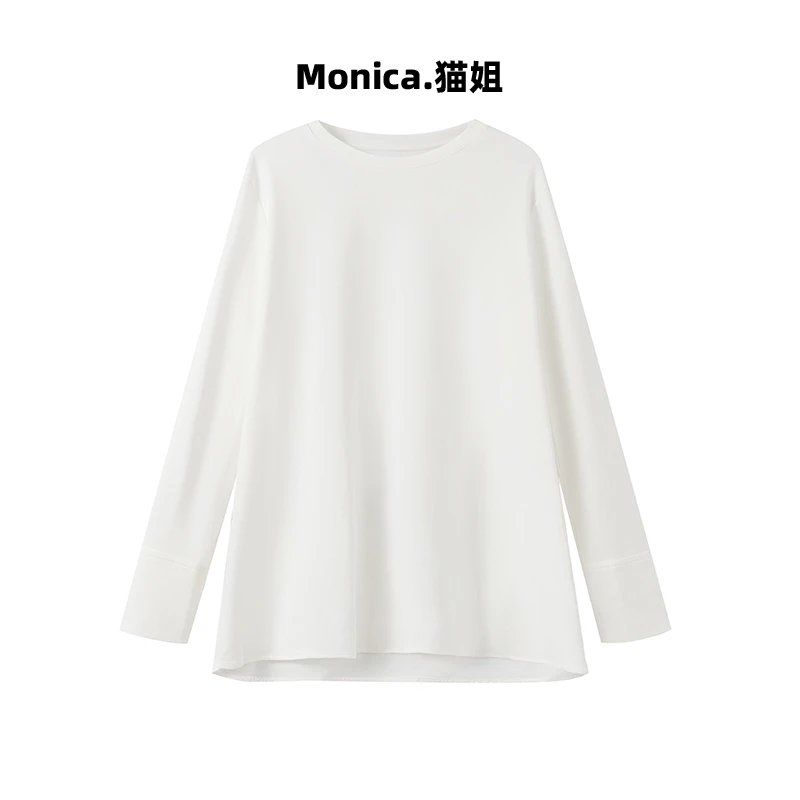 Monica.猫姐专属2024款秋冬打底T恤开叉百搭宽松时尚