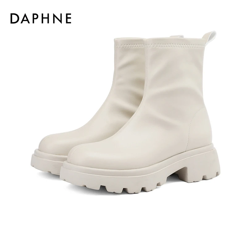 Daphne/达芙妮新款时装靴子女夏季高帮增高靴英伦皮鞋网红靴