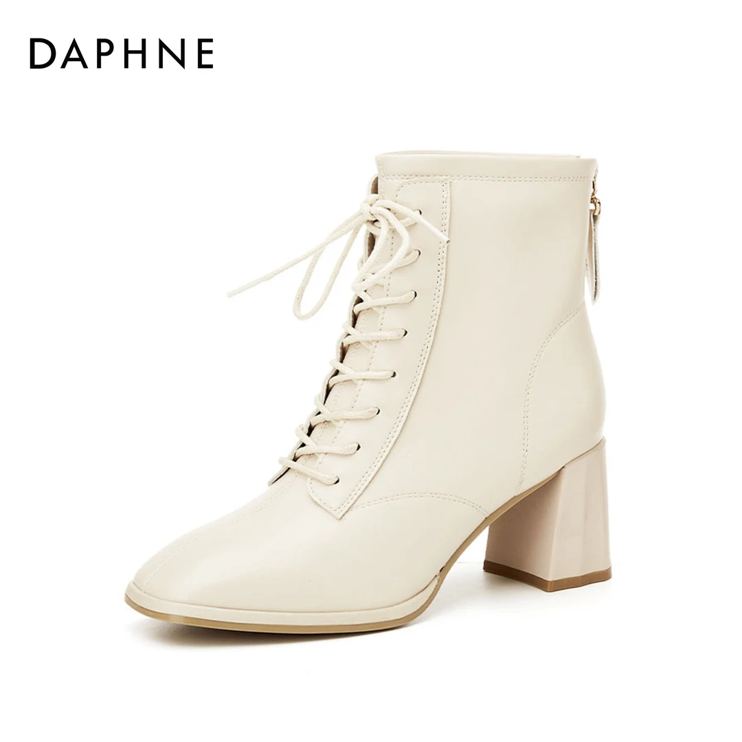 Daphne/达芙妮品牌加绒女靴2025新款时尚休闲粗跟厚底时装短靴