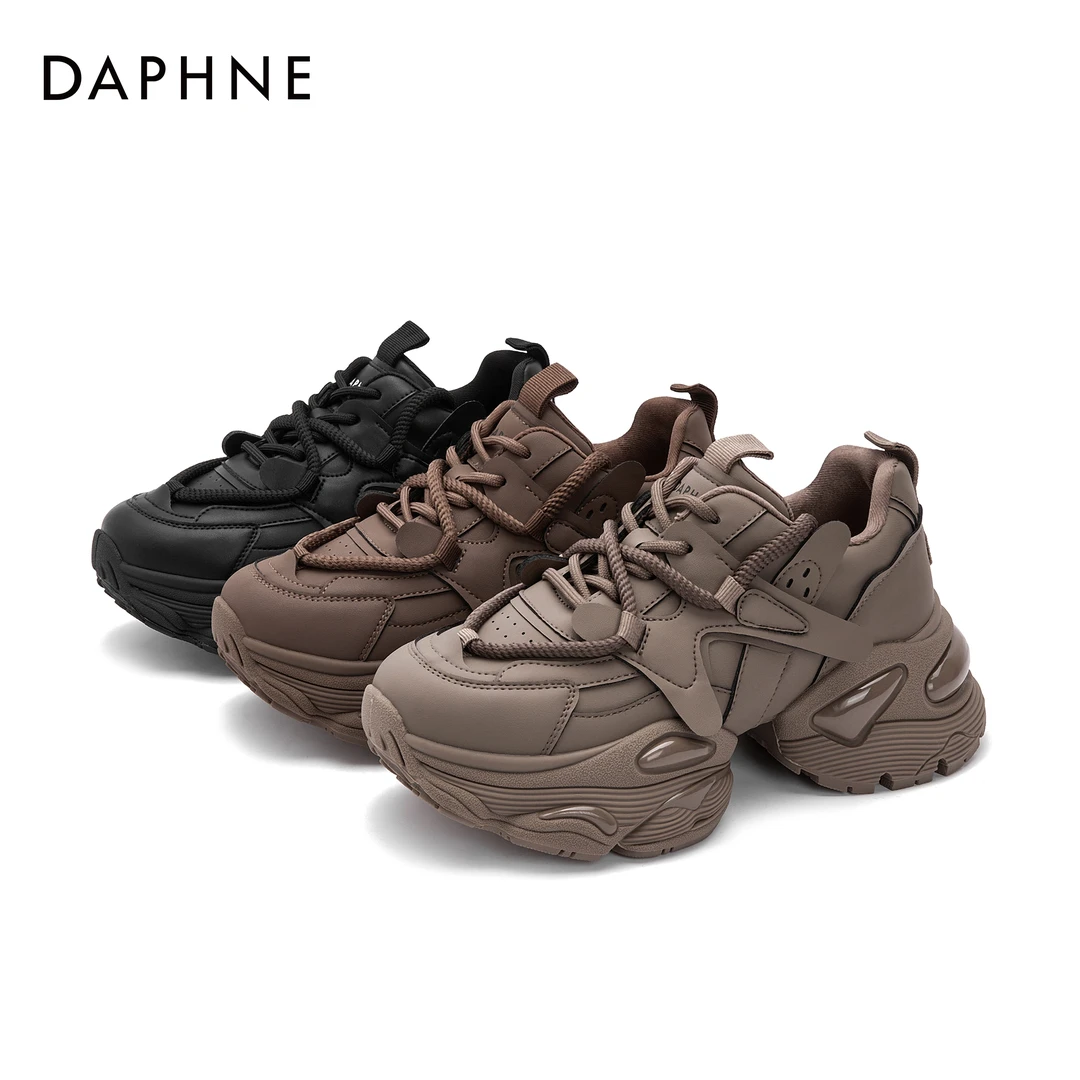 Daphne/达芙妮女鞋新款透气女鞋时尚厚底复古拼色百搭运动