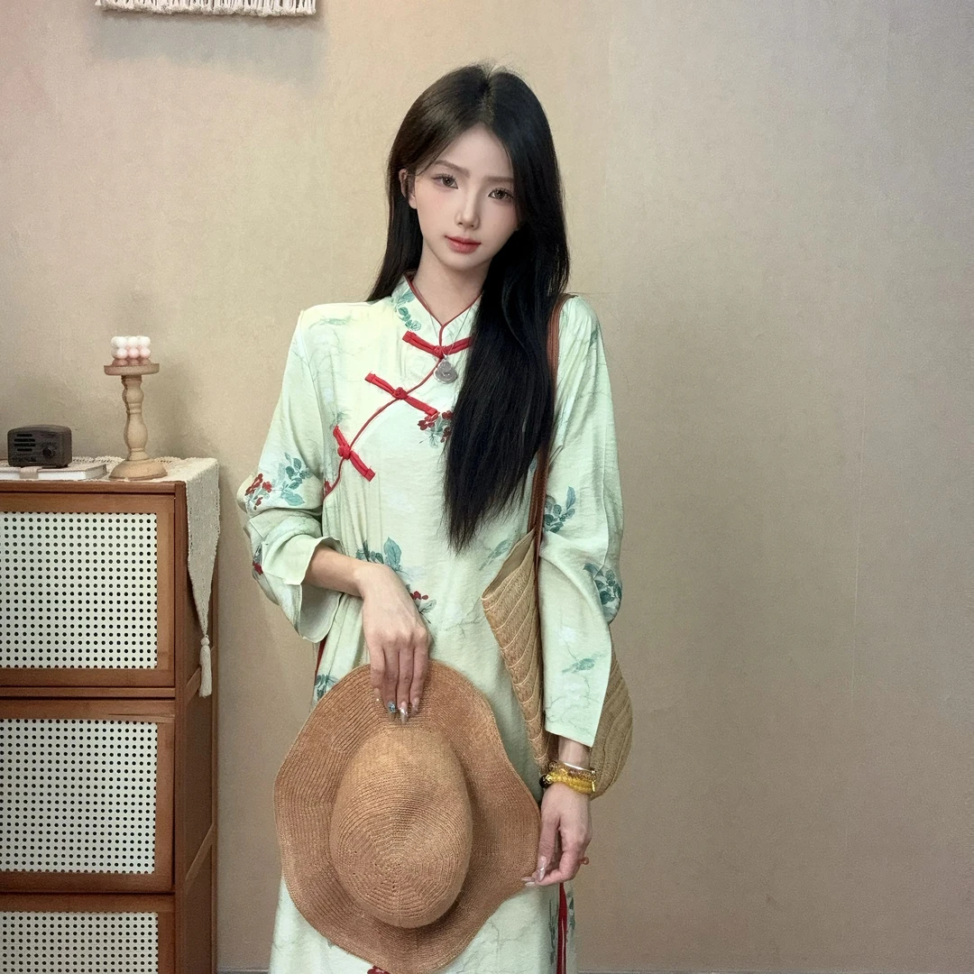 艺润家【枫林尽染】女装连衣裙国风新中式秋季中国风百搭时尚复古