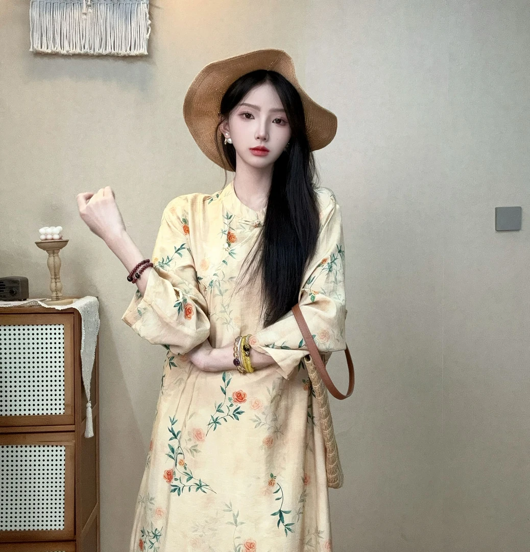 艺润家【金竹柳】国风气质百搭新中式长裙子秋季中国风百搭时尚复古