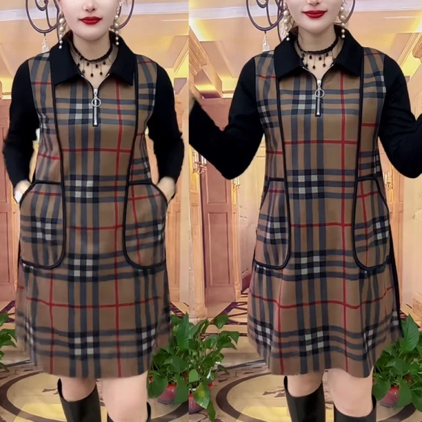 连衣裙女气质百搭拼接气质连衣裙女98585