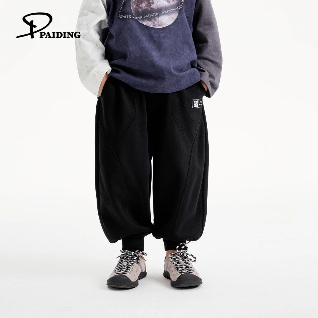 派町春秋装儿童韩版中大童休闲弧形分割设计束脚卫裤WP0262-WTT