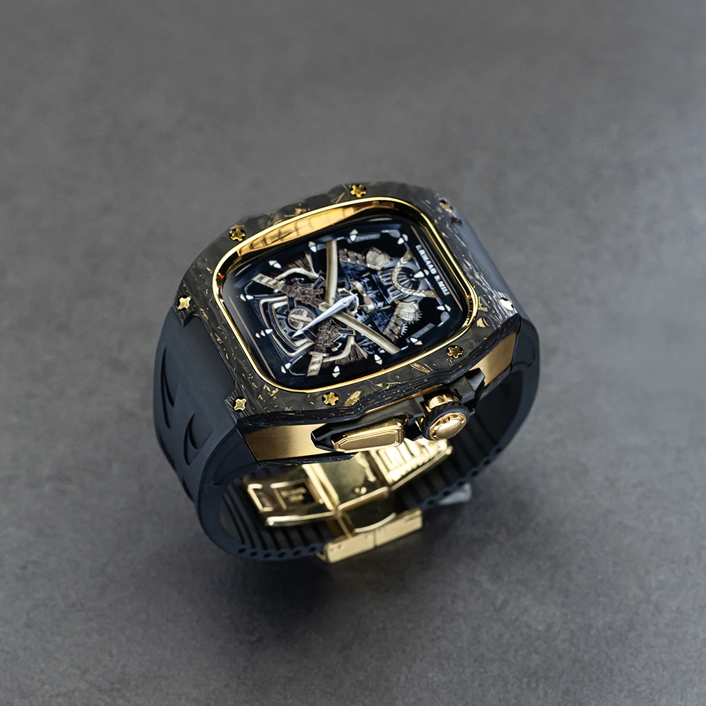 ultra1/2专用金色碳纤维iwatch理查德改装保护壳适用苹果手表表带