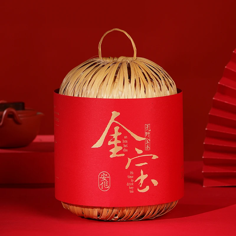 安化黑茶谦益吉非遗工艺花卷茶2018年荒野金卷金宝1kg 篓装纯手工