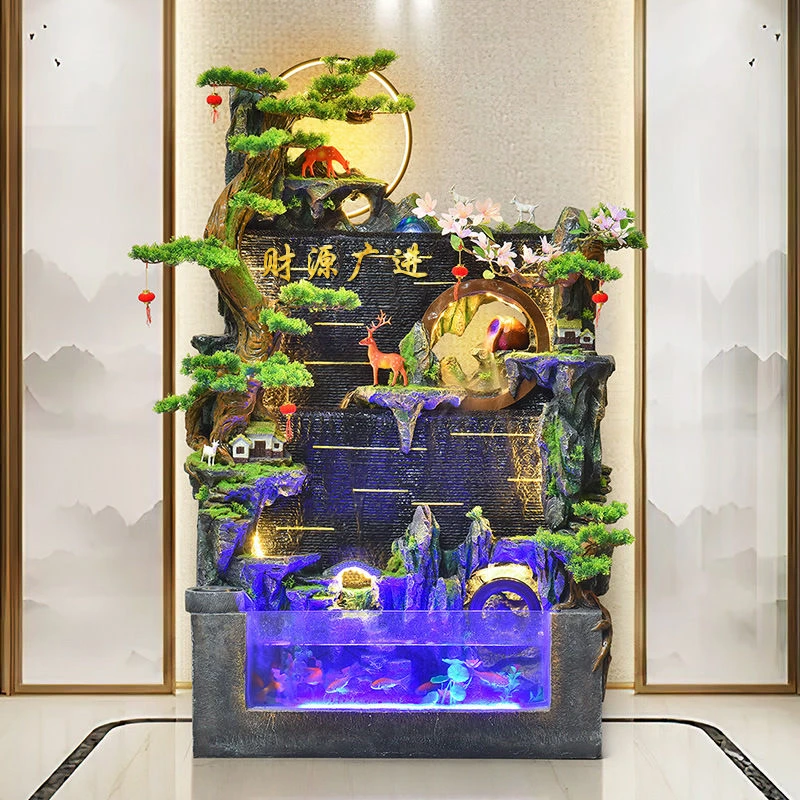 新款大型假山流水喷泉摆件客厅鱼缸循环风水轮造景办公室生财水景