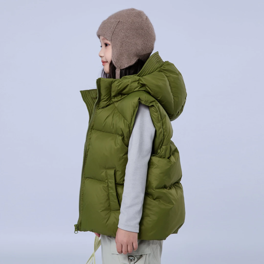 儿童羽绒马甲韩版新款男童女童中大童短款连帽坎肩白鸭绒加厚背心