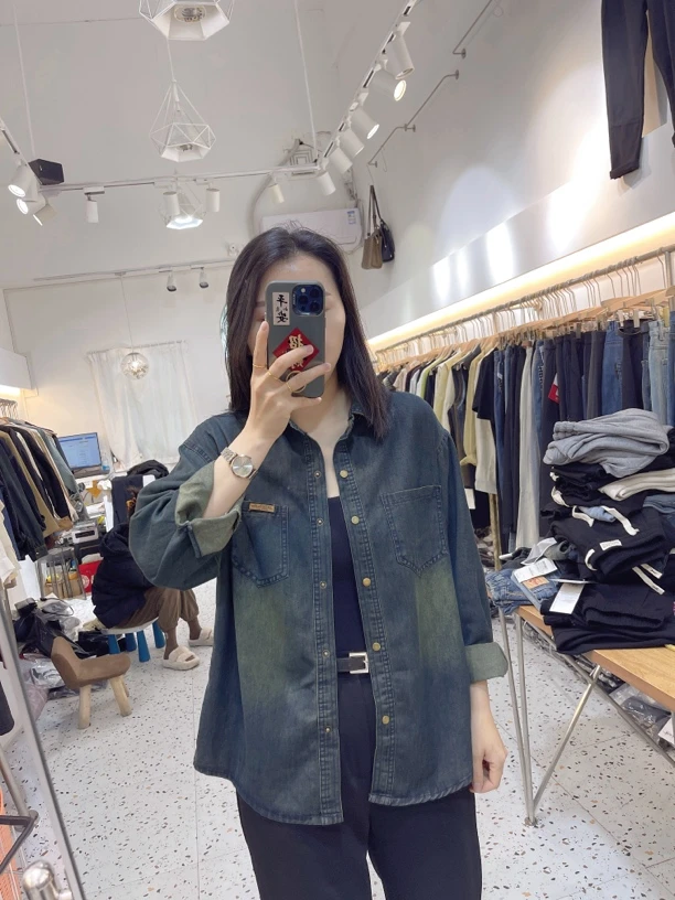 港味复古牛仔衬衫3032