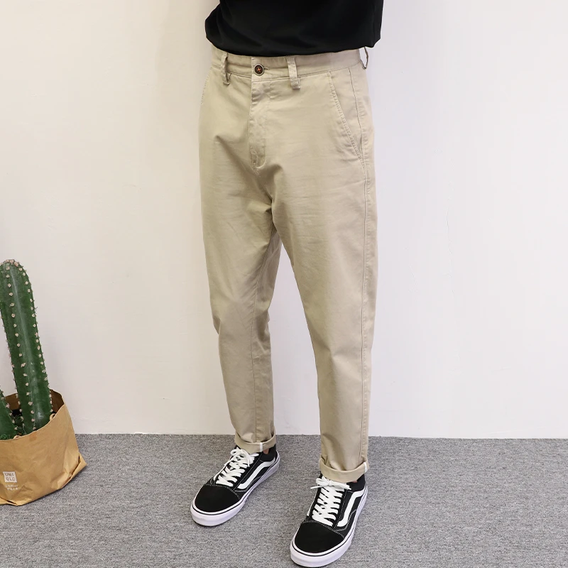 休闲裤男工装纯色百搭春夏2025韩版棉质水洗裤子修身小脚弹性品质
