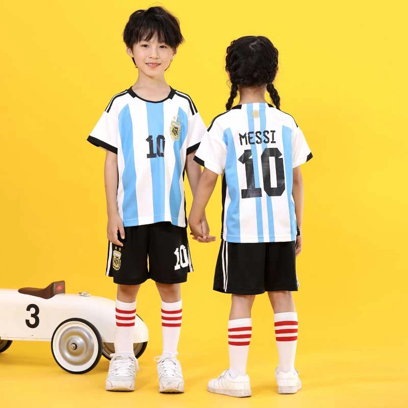 阿根廷葡萄牙儿童足球服套装男女小学生足球训练服梅西C罗速干衣