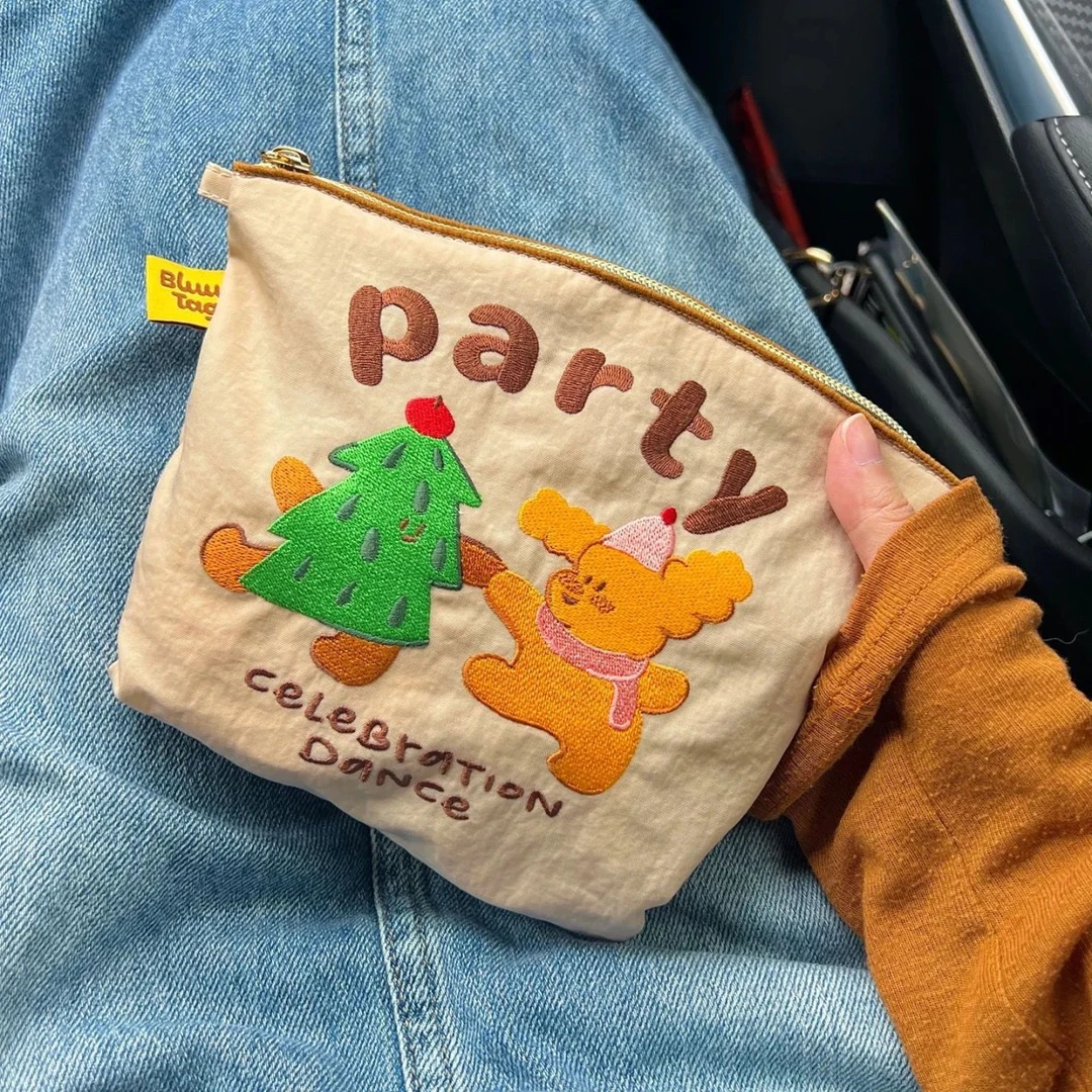 可爱插画刺绣环保布袋便携尼龙化妆包大容量洗漱化妆刷手拿包C792