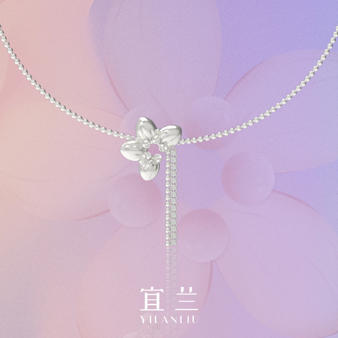 铜合金合成锆石项链 吴宣仪同款宜兰珠宝幸运花项链金银色锁骨链