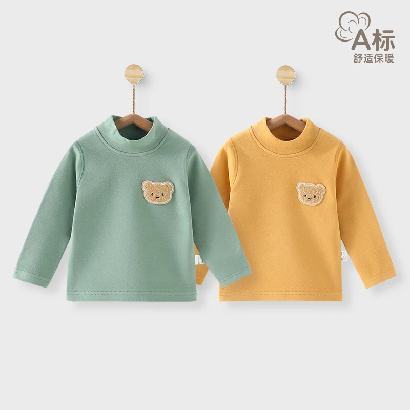 【温芯绒】婴儿衣服高领打底衫秋冬男童磨绒女宝宝保暖内衣单件上衣