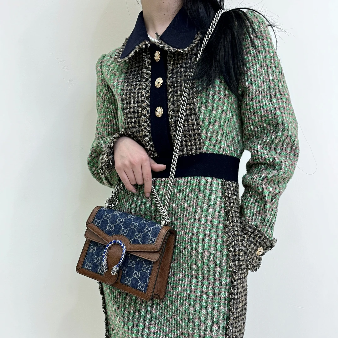 99新 GUCCI/古驰 酒神 牛仔丹宁 小号/公价 18500