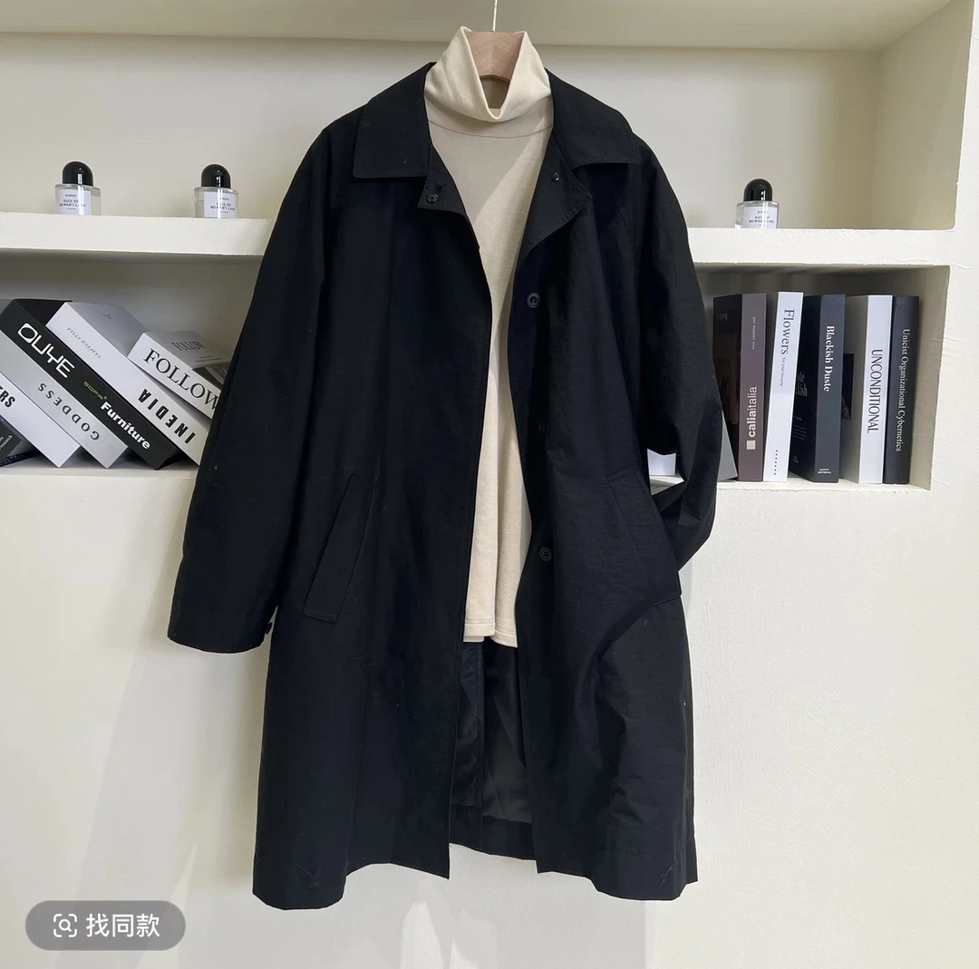 宽松大码黑色风衣秋冬休闲外套女中长款百搭显瘦韩版大衣春秋时尚