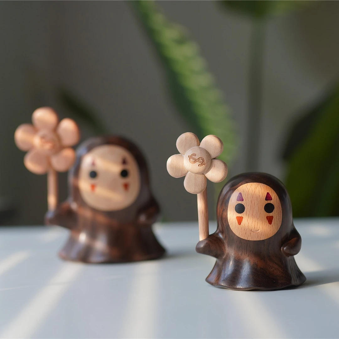 由物喜/小号无脸男手工桌面摆件摆设雕塑工艺品创意可爱实木的