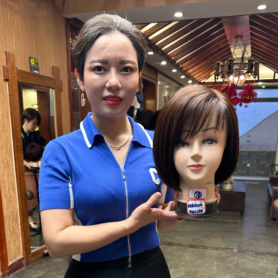 10号乔治精选优选真发头皮假发纯手工轻薄造型清爽波波头