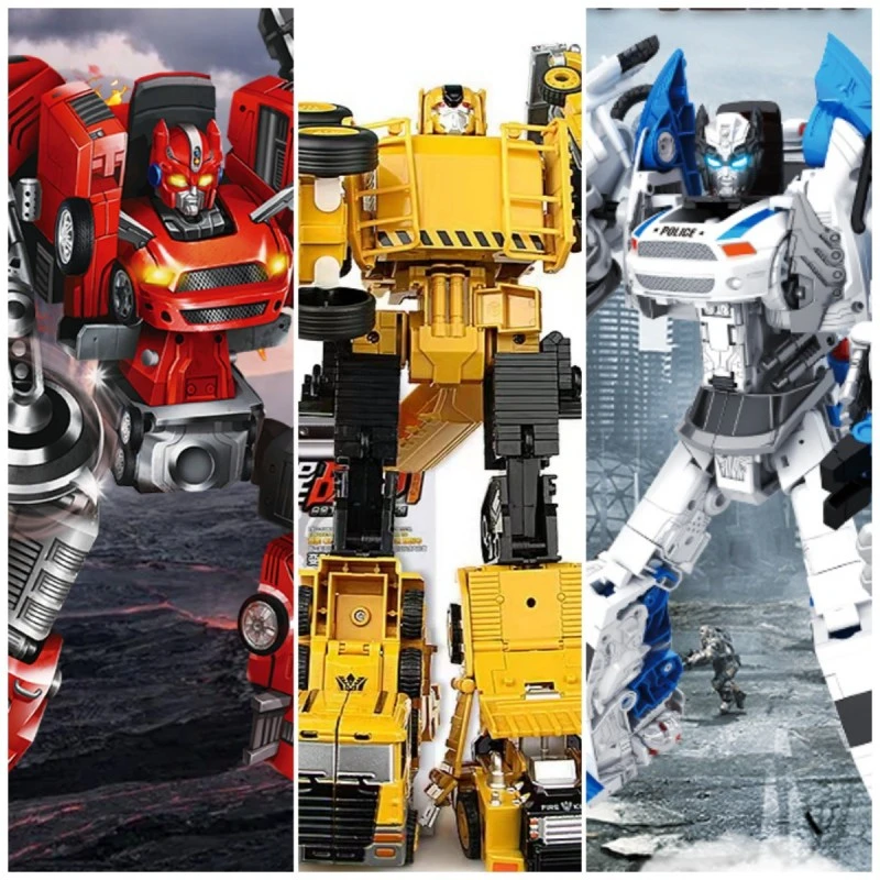 变形玩具部分合金版凯裕5合一合体警车消防车工程车玩具机器人