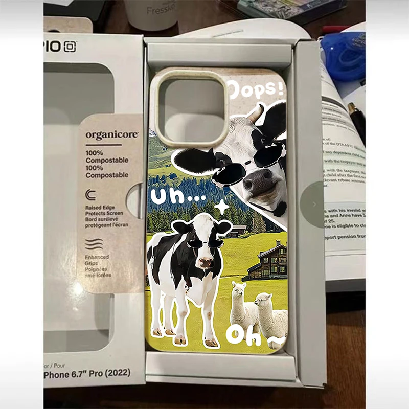 两只奶牛iPhone15_14Promax手机壳高级13_12软硅胶11新款防摔xsxr