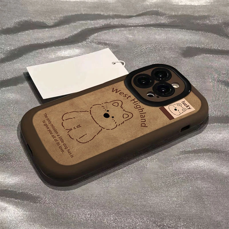 秋冬线条西高地适用iphone16苹果15promax全包手机壳14软13/12/11