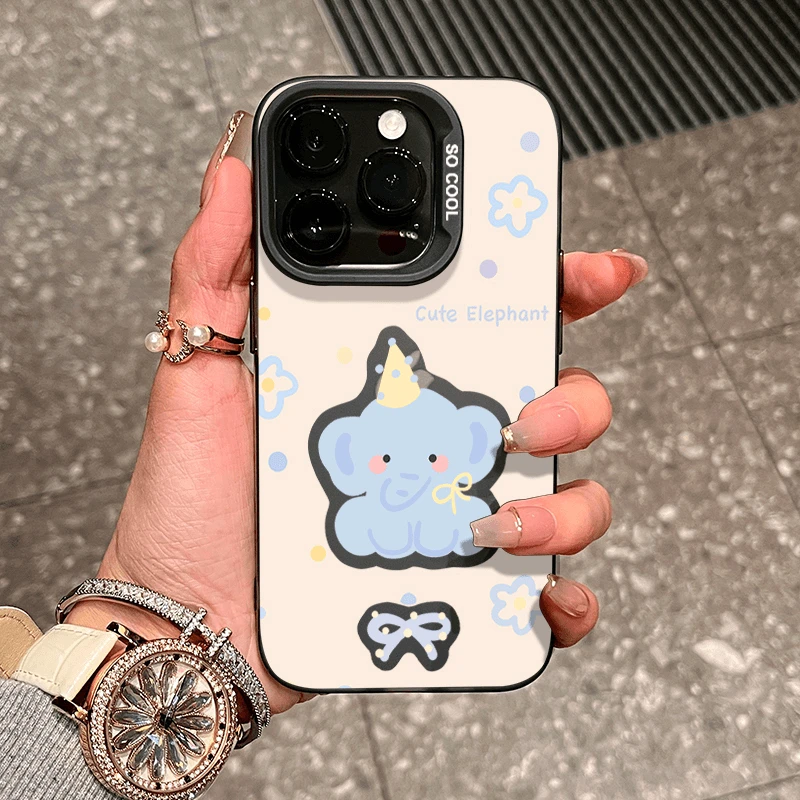磨砂新款可爱小象适用苹果15promax手机壳iphone14121113xs