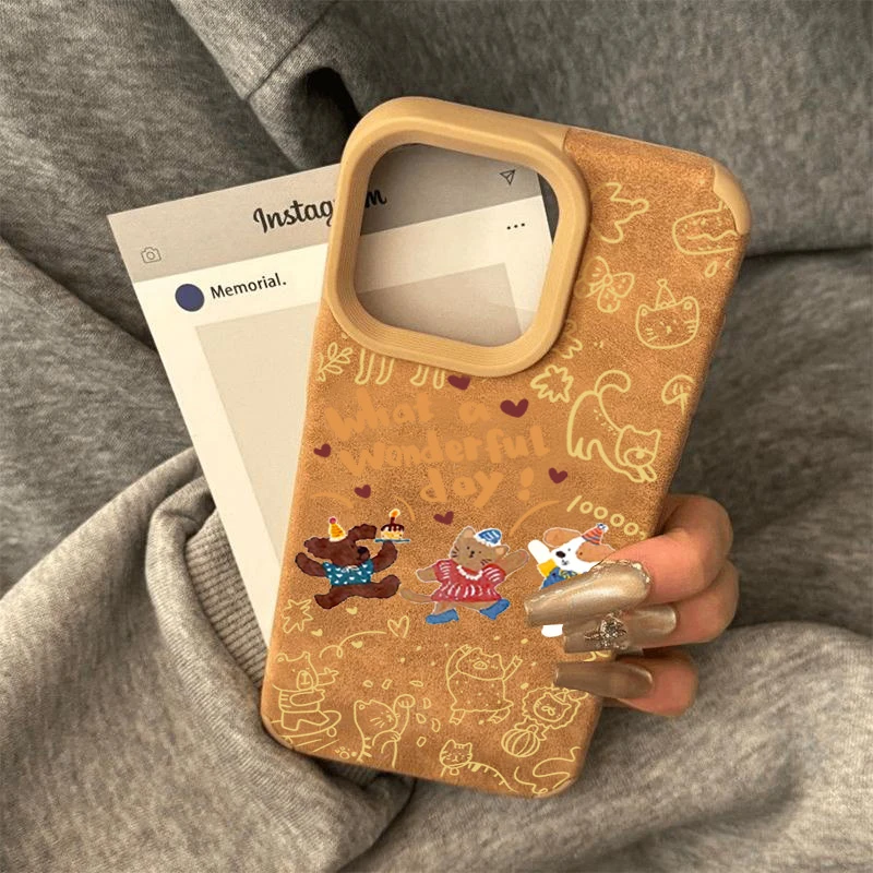 开心小狗翻毛皮适用苹果1615promax手机壳iPhone13防摔12/11/14软