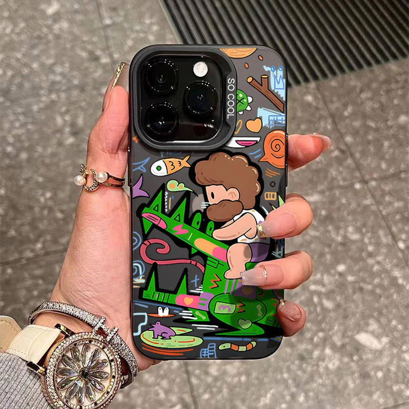 涂鸦鳄鱼骑士适用苹果16/15手机壳iphone14Promax元气13软胶12/11