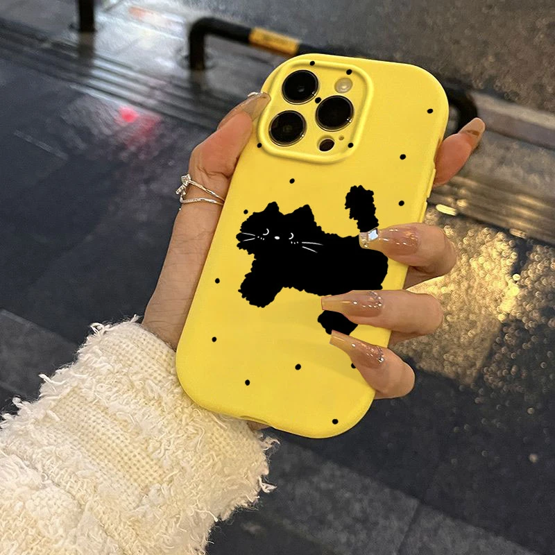 可爱黑猫适用iphone15苹果14Promax手机壳13软12防摔11硅胶卡通
