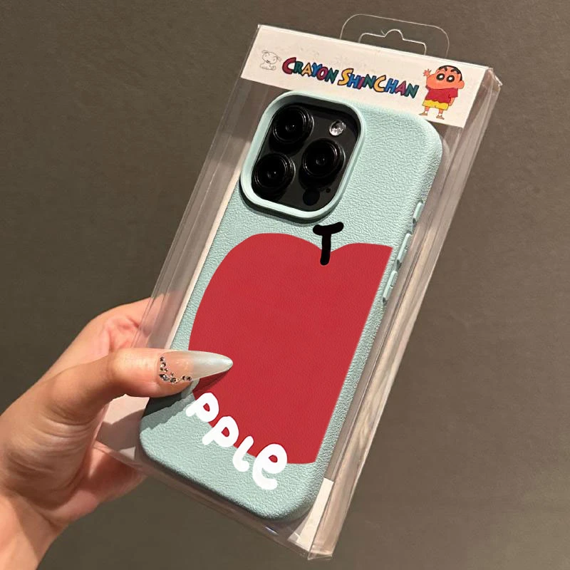 大红苹果适用苹果15手机壳iPhone14promax高级感13荔枝纹12全包11