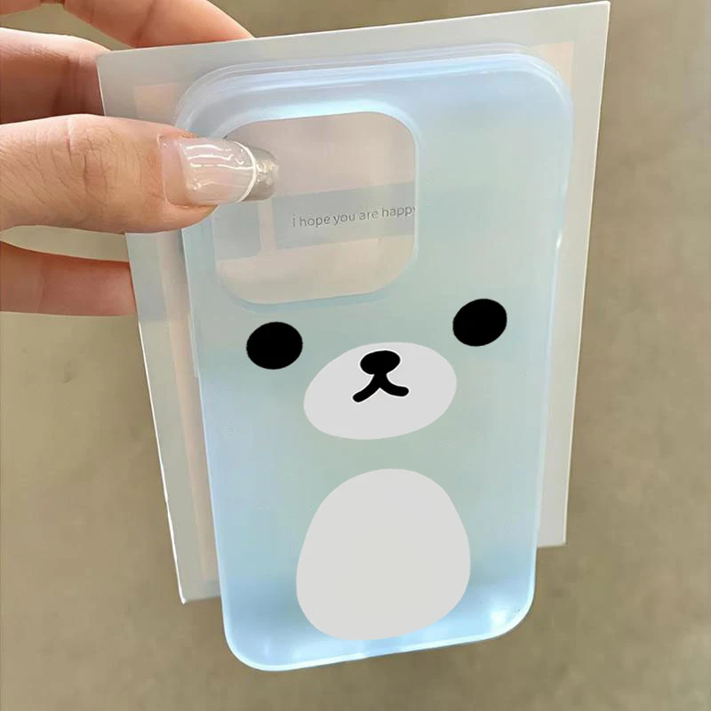 呆萌小熊脸适用iphone16/15苹果手机壳SE2软胶14promax13磨砂1211