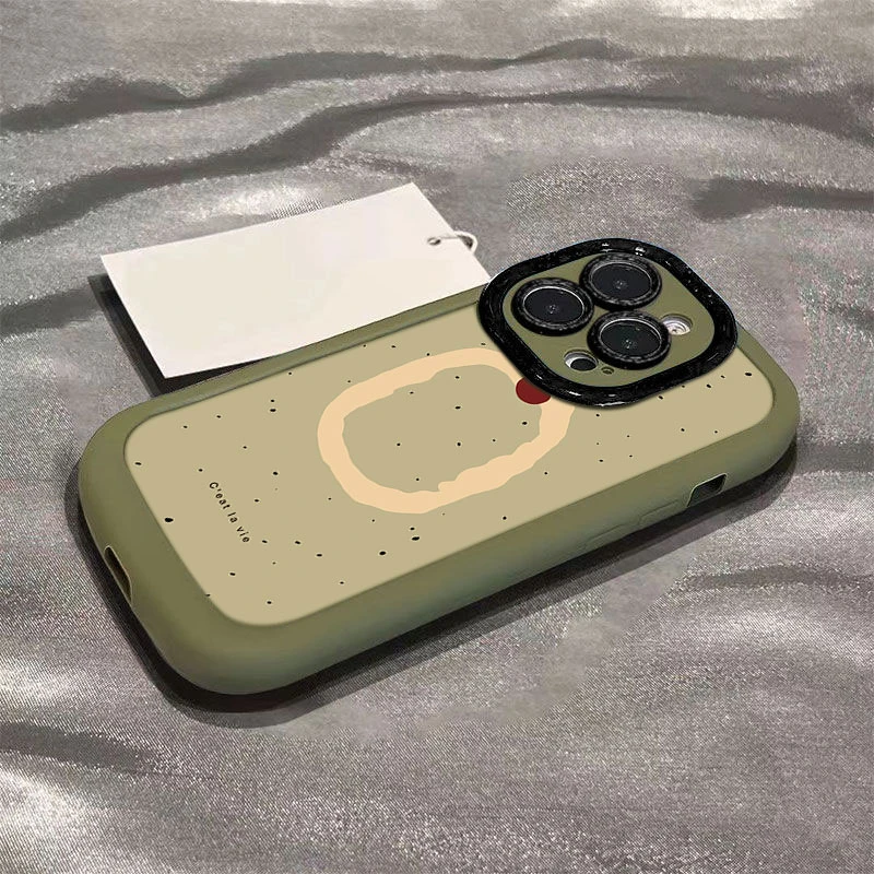 绿底小樱桃苹果14promax手机壳iphone15全包11硅胶13pro高级12p软