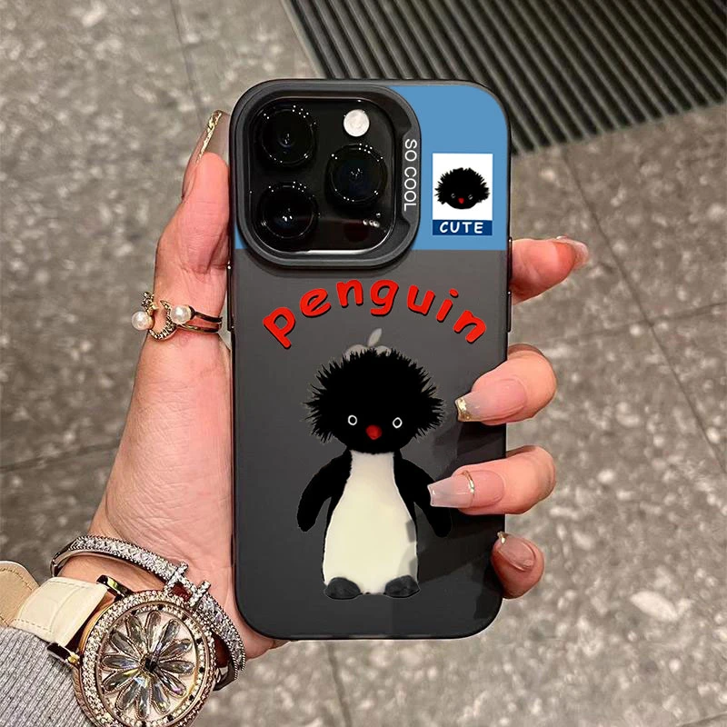 炸毛企鹅适用苹果16/15手机壳iphone14Promax元气13软胶12防摔11x