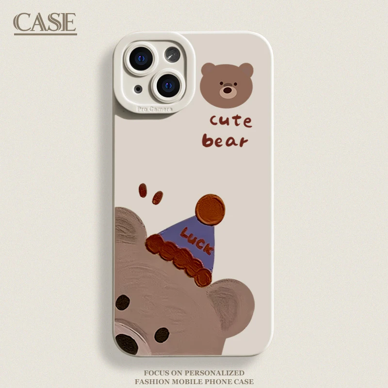 可爱小熊适用iPhone15ProMax手机壳14苹果13硅胶12软7p8p男女11xs