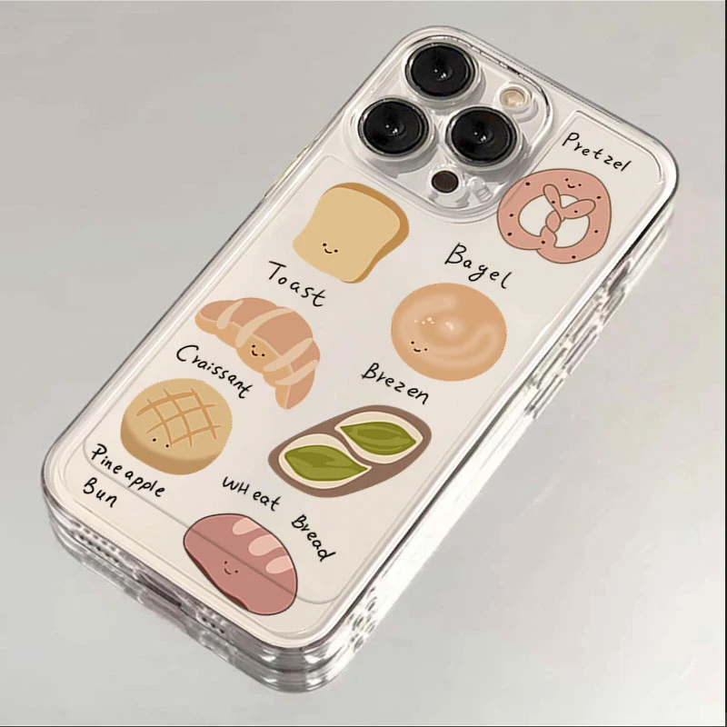 插画面包适用iphone16/15promax手机壳苹果13/12/11透明14p卡通8