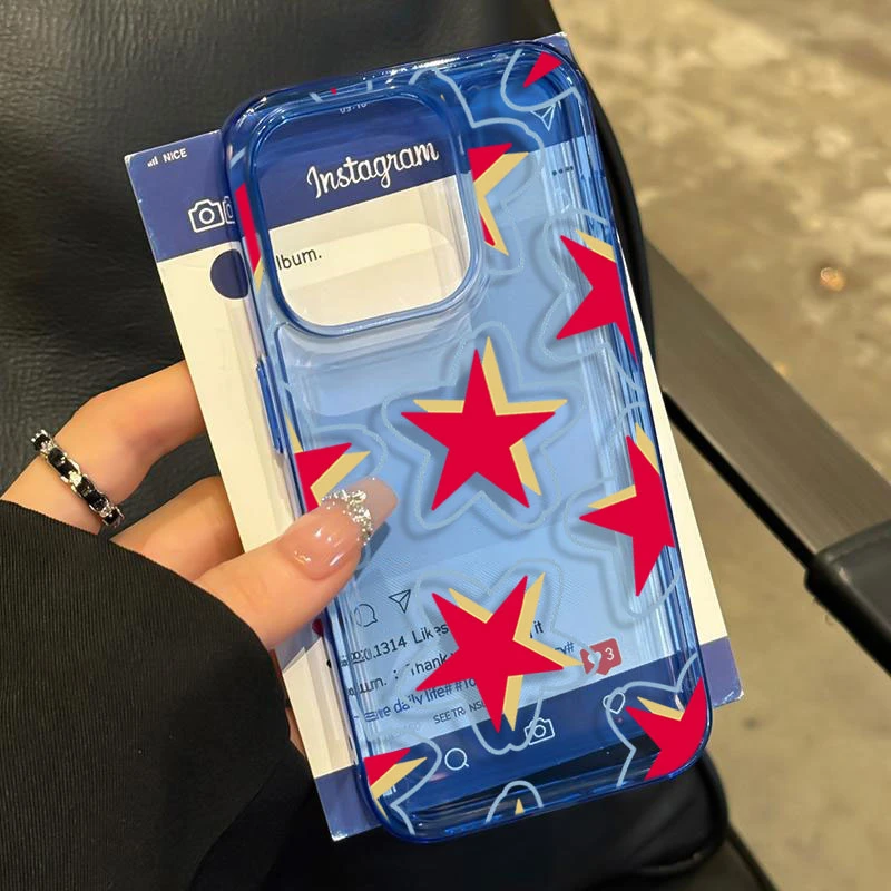 叠影五角星适用iphone16/15/14promax苹果11手机壳13软胶12卡通8